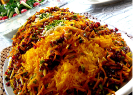 برنج تزئینی با خوراک گوشت