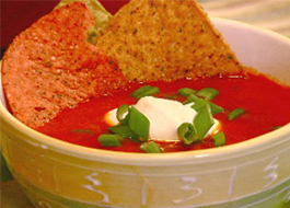 سوپ گوجه فرنگی برشته و تورتلینی